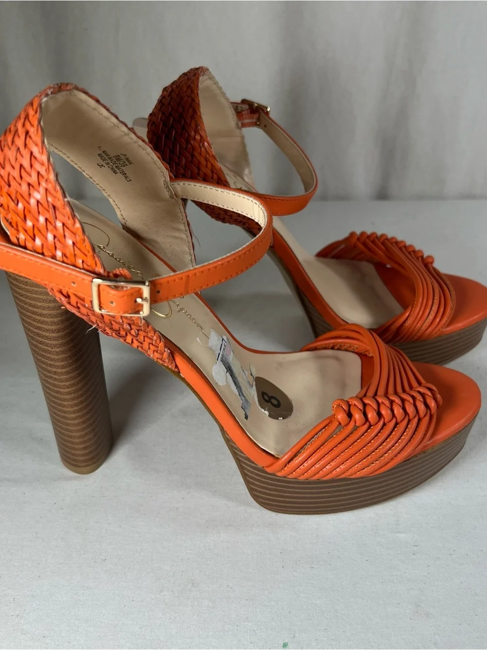 Jessica Simpson Orange Braided Strap Platform Sandals
